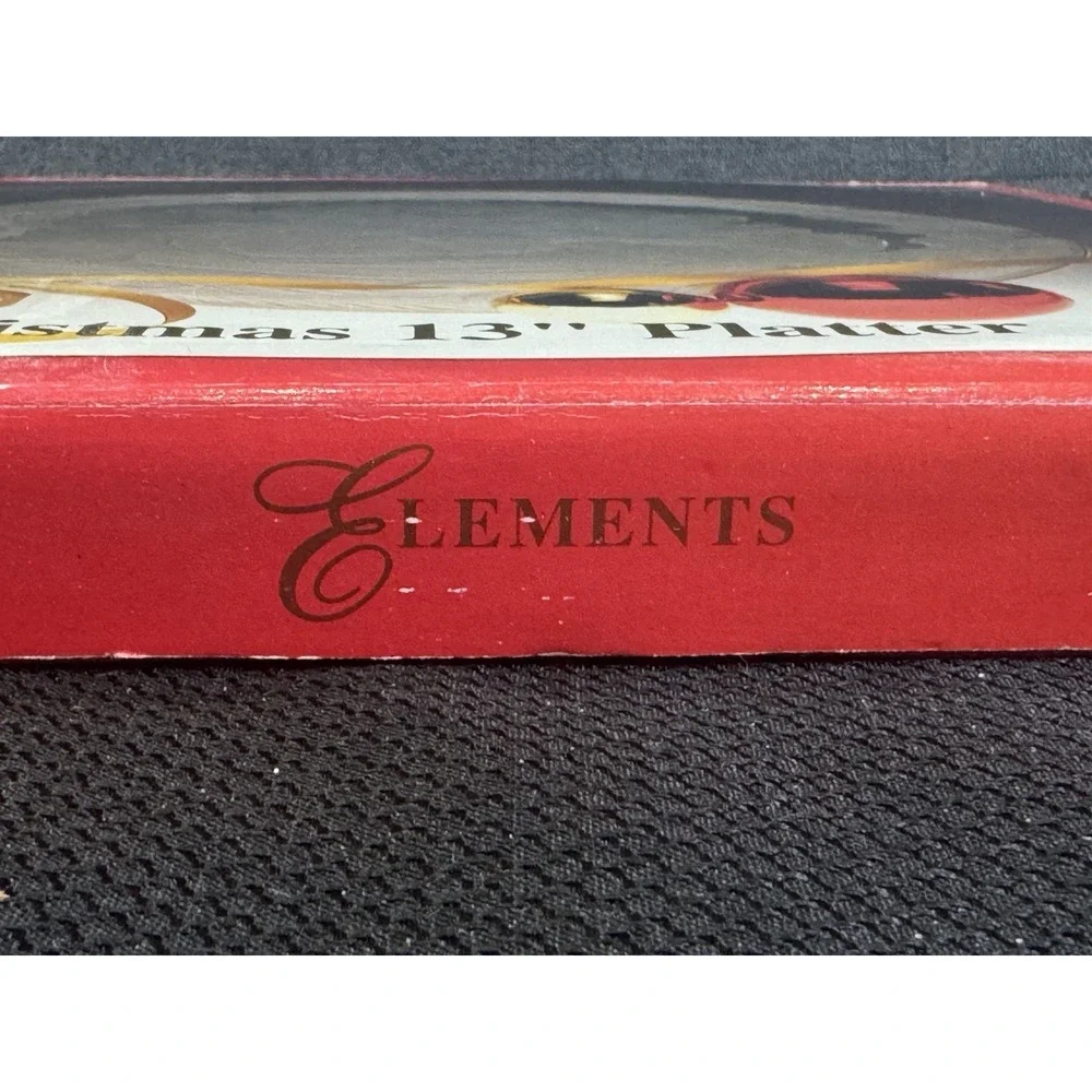 White Christmas Platter By Elements Gold Rim 13